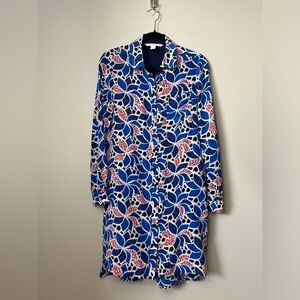 DVF Prita Silk Shirt Dress in Ocelot Floral Size 6